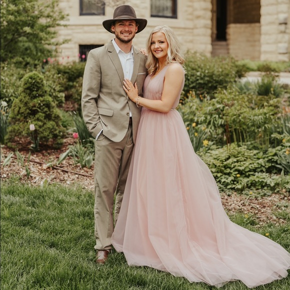 Open Back Tulle Long Evening Dresses Train - Picture 2 of 6